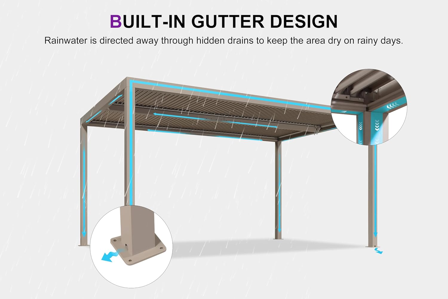 PURPLE LEAF Louvered Pergola 10' × 15' Outdoor Hardtop Gazebo Adjustable Aluminum Sun Shade for Deck Garden Backyard Patio Retractable Roof Canopy