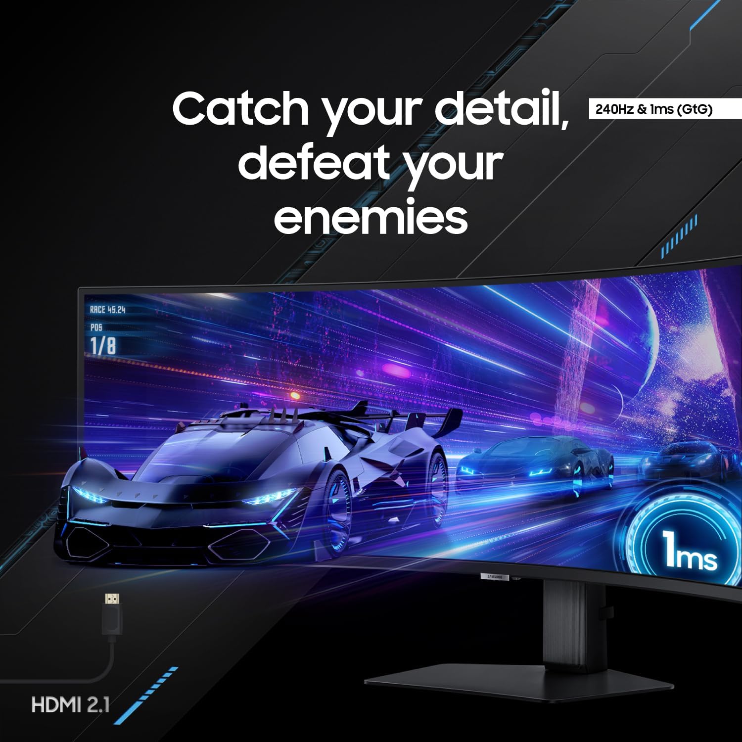 SAMSUNG 49' Odyssey G9 (G95C) Series DQHD 1000R Curved Gaming Monitor, 240Hz, 1ms(GtG), DisplayHDR 1000, AMD FreeSync Premium Pro, Eye Saver Mode, Auto Source Switch+, LS49CG950ENXZA, 2024