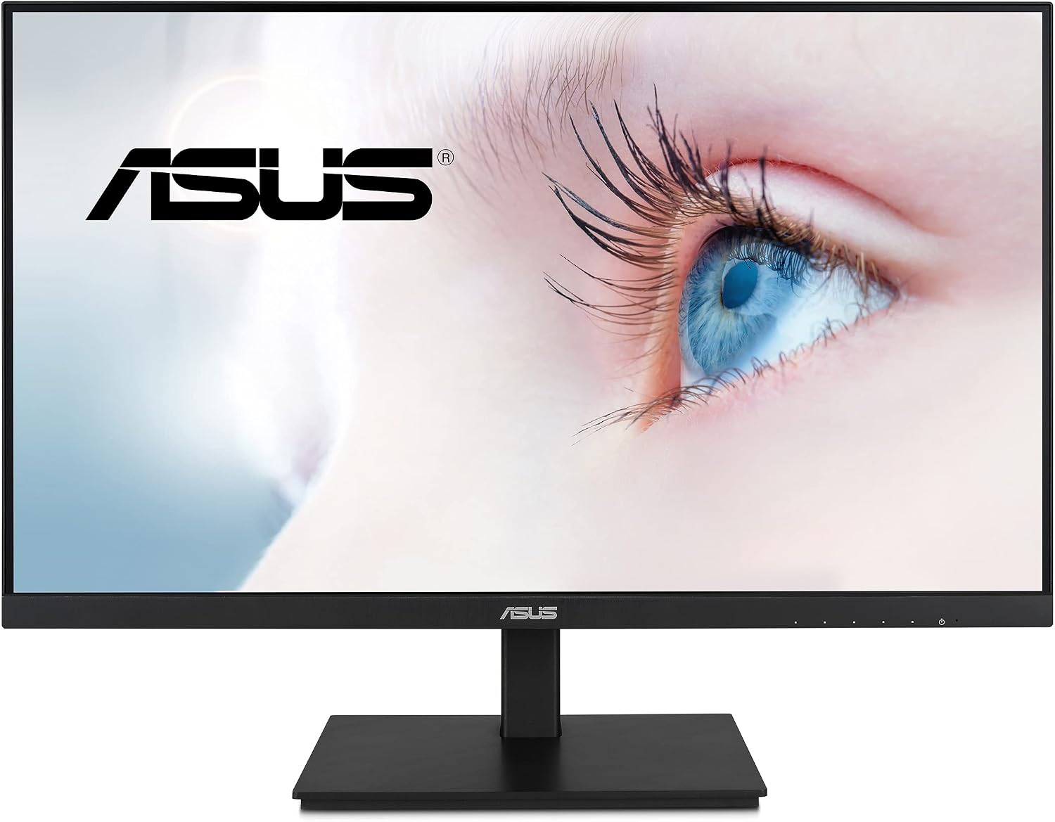 ASUS 24'1080P Monitor(VA24DQSB)-Full HD,IPS,75Hz,Speakers Adaptive-Sync Low Blue Light Flicker Free VESA Mountable Frameless, HDMI DisplayPort, VGA, USB hub Height Adjustable, Black,12.8'x21.3'x2.1'