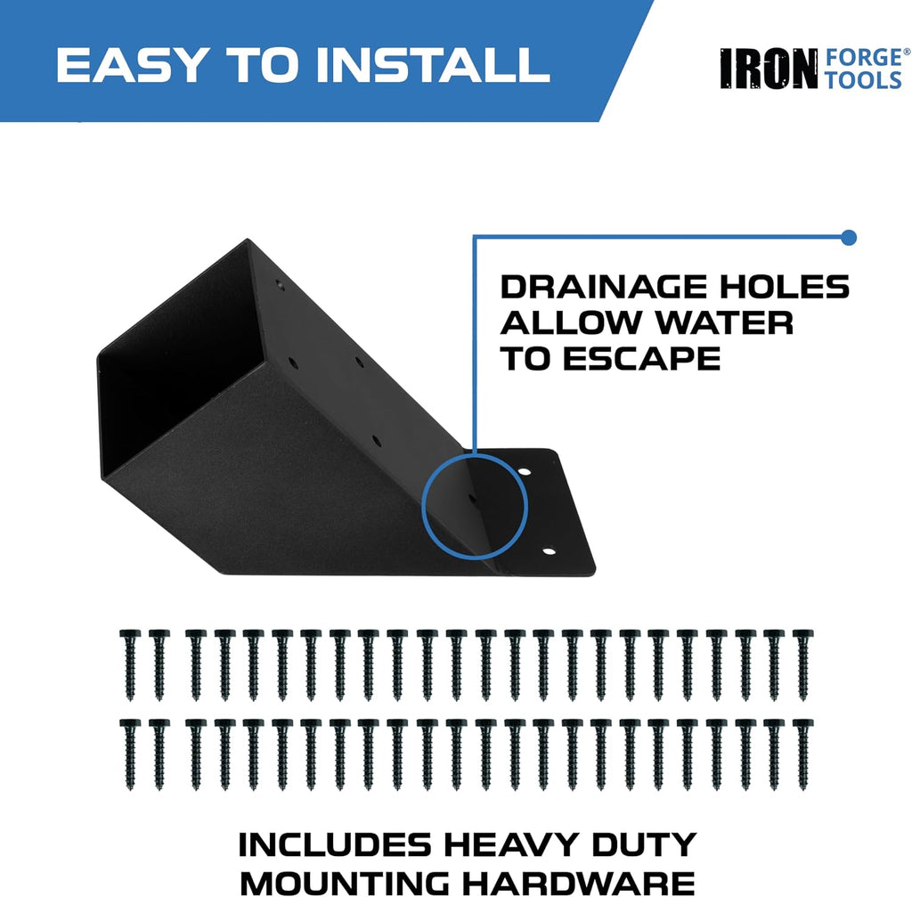 Iron Forge Tools 4x4 Pergola Brackets - 8 Pack Powdercoated Steel Corner Pergola Kit - 45 Degree Angle Bracket Angle Brace for DIY Installation - Hardware Kit and Accessories, Roof Gazebo Kits