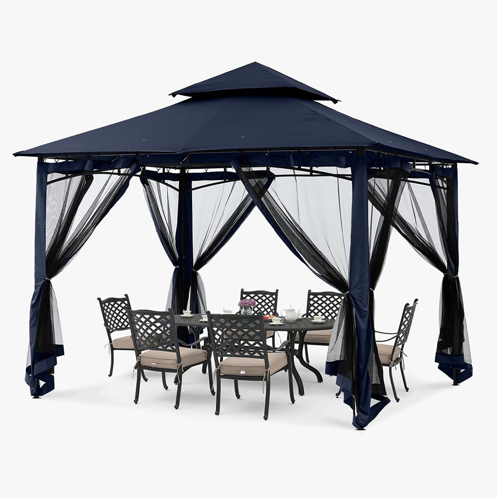ABCCANOPY Gazebos for Patios 8x8 - Outdoor Steel Frame Gazebo with Mosquito Netting for Lawn Backyard Garden Deck (Navy Blue)