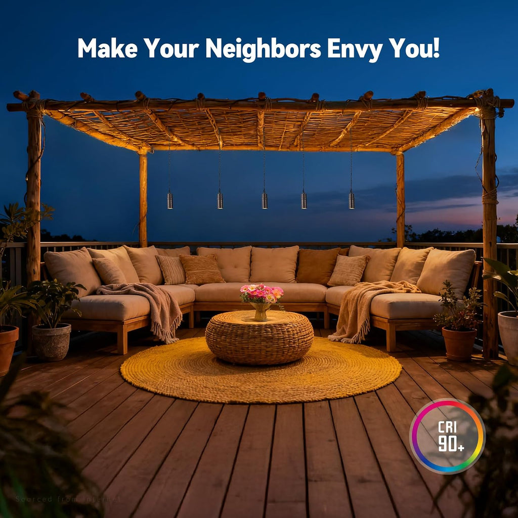 LEONLITE 5CCT Low Voltage Hanging Lights Outdoor, LED Landscape Pendant Lights, ETL Listed, 12V Hanging Tree Light for Gazebo, Pergola, Garden, Aluminum, IP65, Oil Rubbed Bronze, Pack of 4