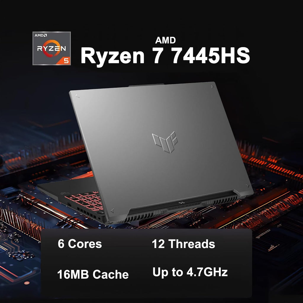 ASUS TUF Gaming A16 Laptop 16' WUXGA IPS 144Hz AMD Hexa-core Ryzen 7 7445HS 16GB DDR5 1TB SSD NVIDIA GeForce RTX 4050 (Up to 194 AI Tops) RGB Backlit USB4 Two-Way AI Noise Cancelation Win11 ICP Hub