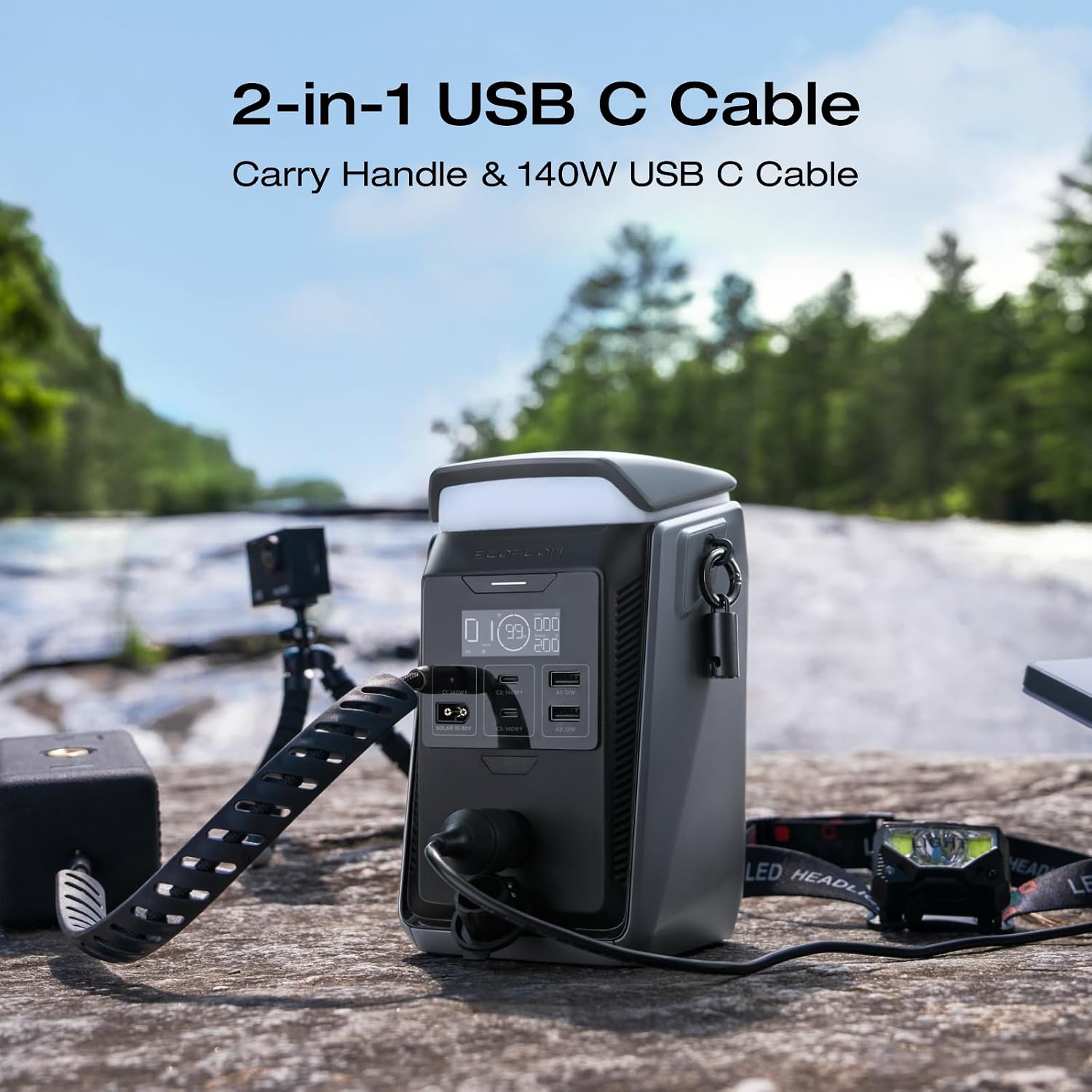 EF ECOFLOW TRAIL Plus 300 DC Portable Power Station, 288Wh Power Bank (80000mAh), 140W USB C Output, Solar Generator, for Outdoor Camping, Travel, and Emergency Power (No AC Outlet Included)