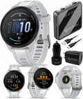 Garmin Forerunner 165 Running Smartwatch, Colorful AMOLED Touchscreen, Training Metrics and Recovery Insights Includes PowerPack and Adapters Bundle, Mist Gray/Whitestone