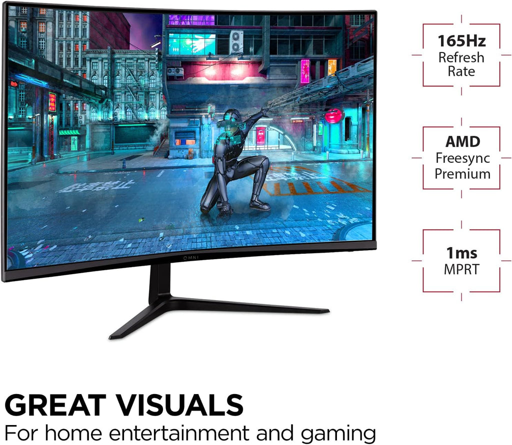 ViewSonic VX3218C-2K 32 Inch 1440p Curved Gaming Monitor, 180Hz and 1ms for Smooth Gameplay, FreeSync Premium and Eye Care Technology for Smooth Visuals, HDMI, and DisplayPort Inputs
