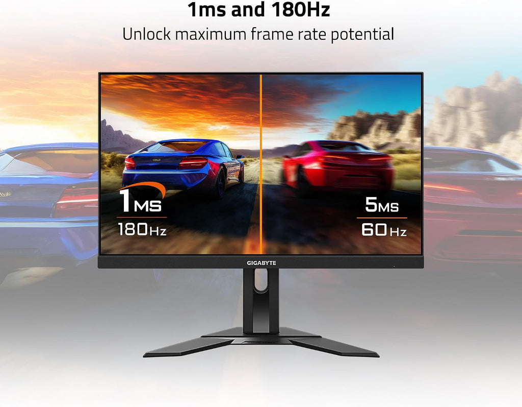 GIGABYTE G24F 2-24' 165Hz/180Hz(OC) 1080P Gaming Monitor, 1920 x 1080 SS IPS Display, 1ms (MPRT) Response Time, 95% DCI-P3, 125% sRGB, 1x DisplayPort 1.2 (HDR Ready), 2X HDMI 2.0, 3X USB 3.2