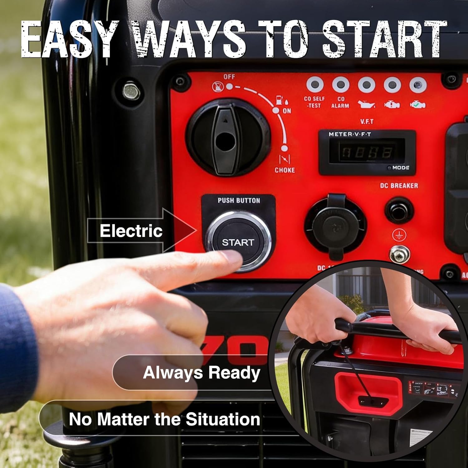 PowerSmart 7000-Watt Open Frame Inverter Generator, Electric Start Portable Generator for Home Backup & RV Camping - Gas Powered, 120V/240V Dual Voltage, Clean Power for Sensitive Electronics