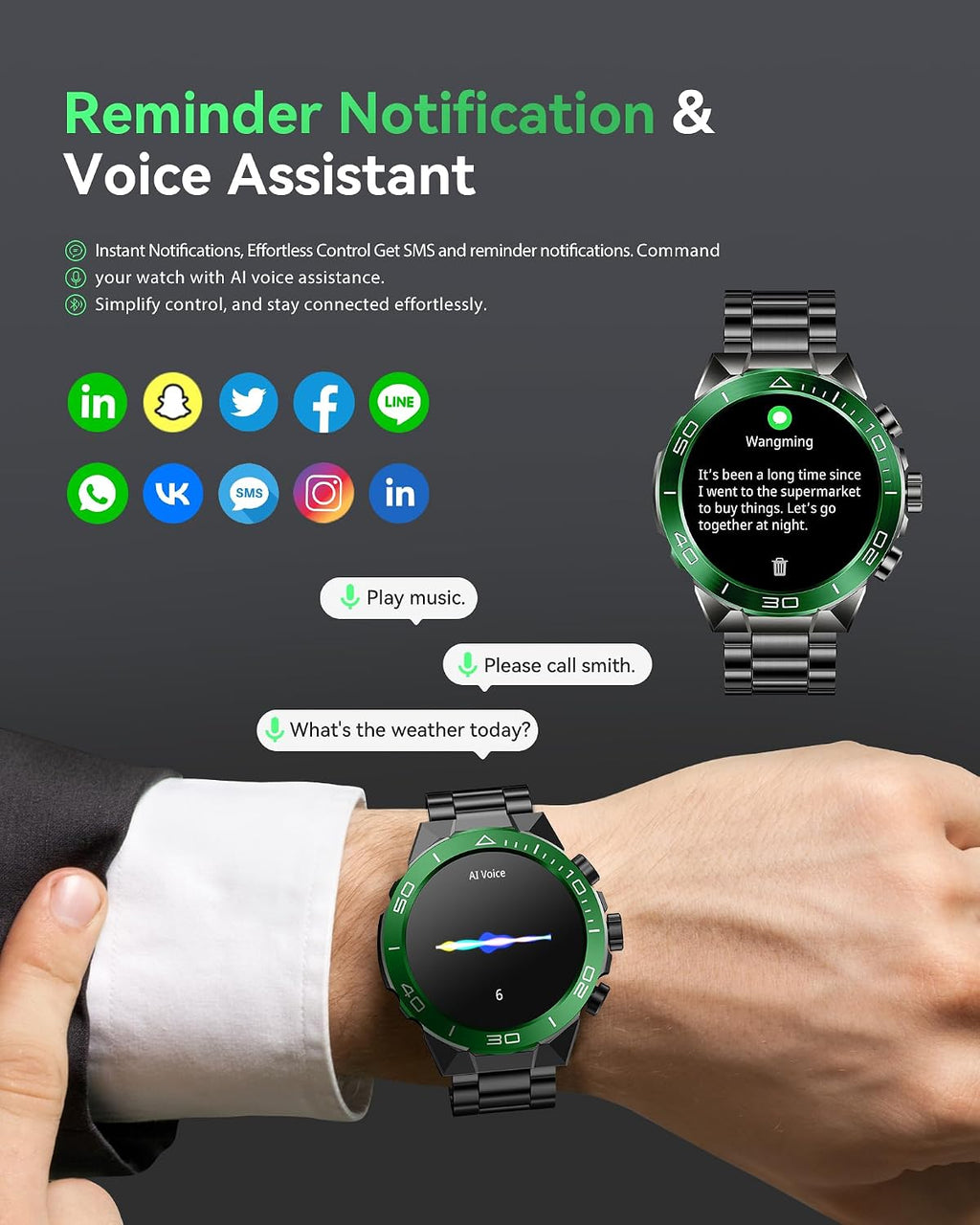 SOUYIE Men's Luxury Smart Watch - 1.43' AMOLED Display Smartwatch with HD Bluetooth Calling, 400mAh 30-Day Battery, 100+ Sports Modes, Health Monitor with Metal/Silicone Straps for Android iPhone