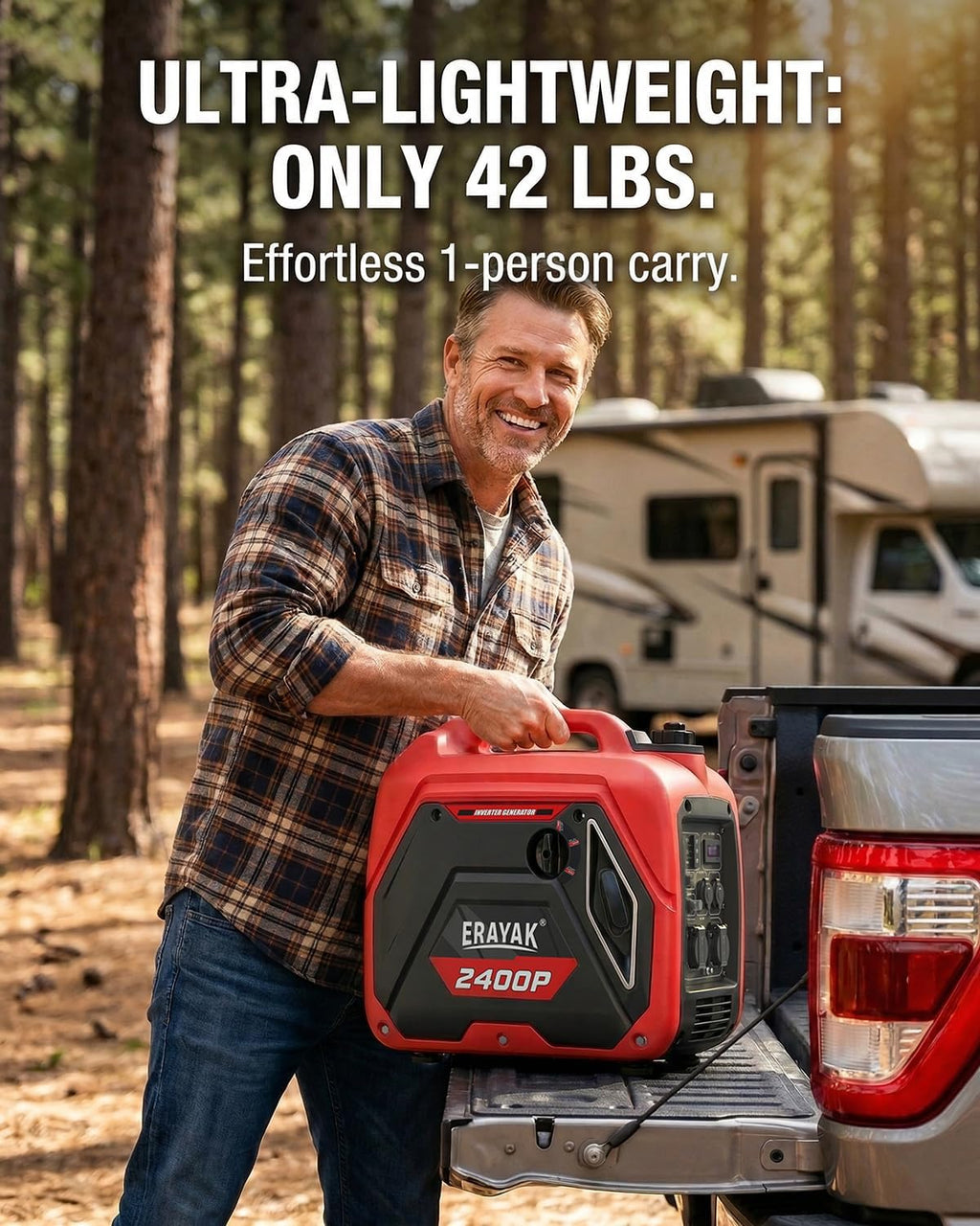 ERAYAK 2400W Portable Inverter Generator for Home Use, Super Quiet Small Generator for Camping Outdoor Emergency Power Backup, Gas Powered Engine, EPA, ECO Mode