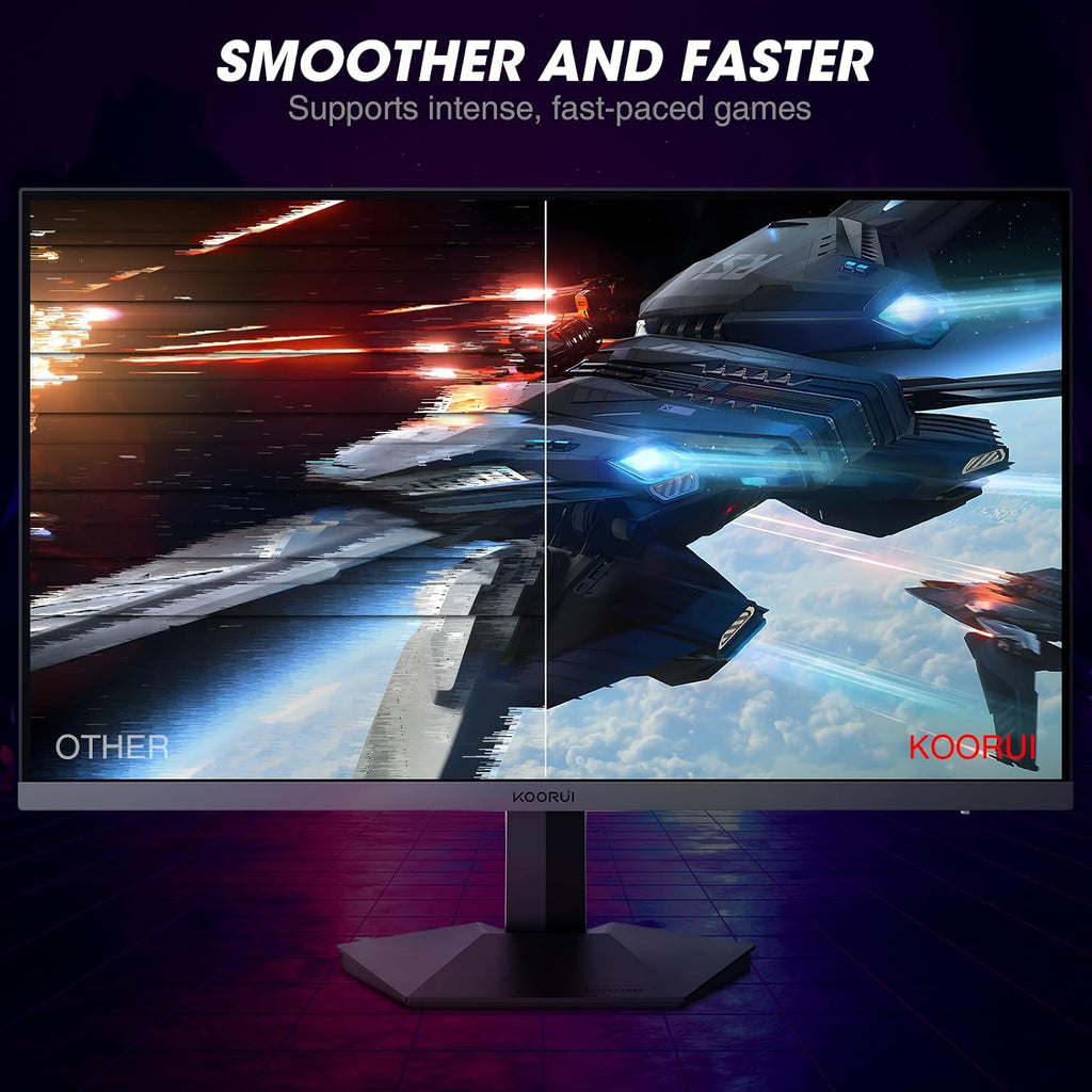 KOORUI 27 Inch Gaming Monitor 240hz, 1ms, FHD 1920x1080, 90% DCI-P3, 100% sRGB Color Gamut, Adaptive Sync Compatible, HDMI, DisplayPort, Black, GN02