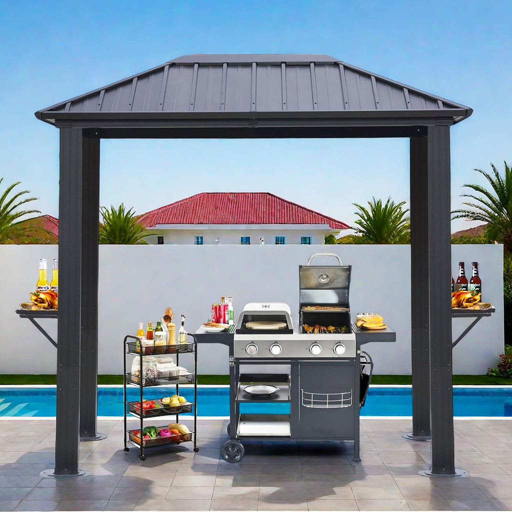 Endark 8'x5' Outdoor Hardtop BBQ Gazebo, Single Roof Design with Aluminum Structure and Galvanized Steel Roof, Great for Patio and Backyard