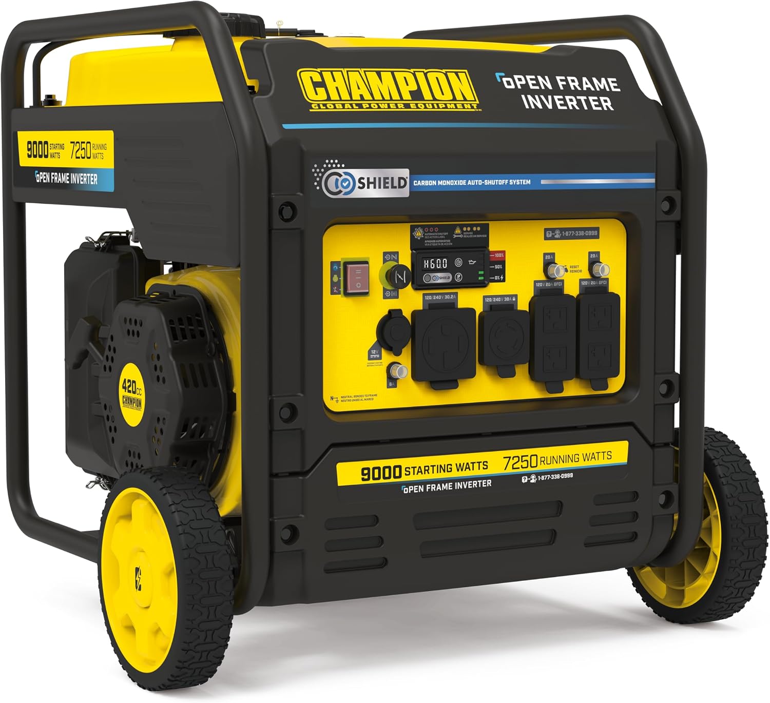 Champion Power Equipment 9000-Watt Electric Start Home Backup Portable Open Frame Inverter Generator with Quiet Technology and CO Shield