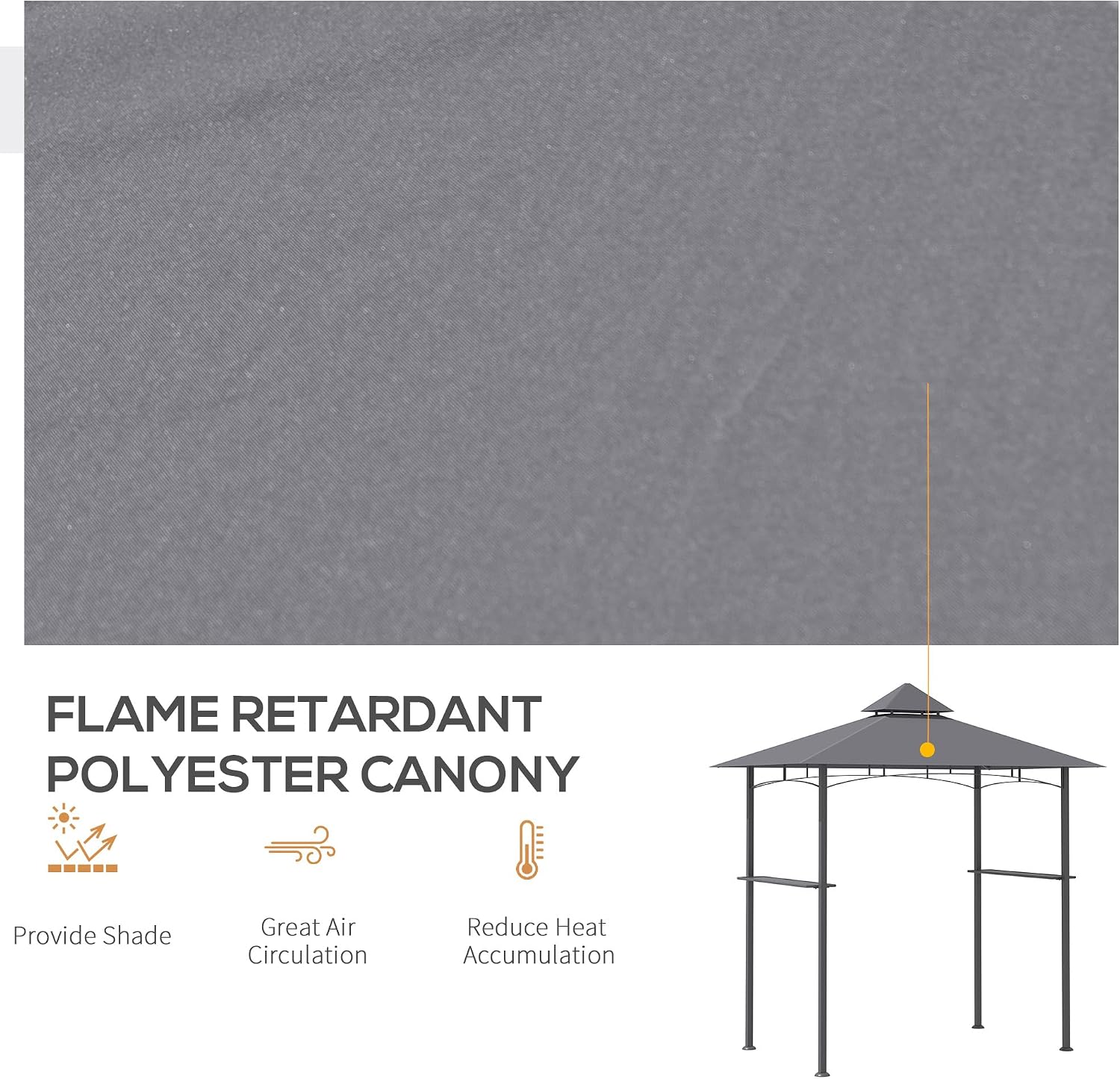 Outsunny 8' x 5' Grill Gazebo with 2 Side Shelves, Outdoor BBQ Gazebo with Double Roof, Steel Grill Tent Canopy for Patio Yard Garden, Gray