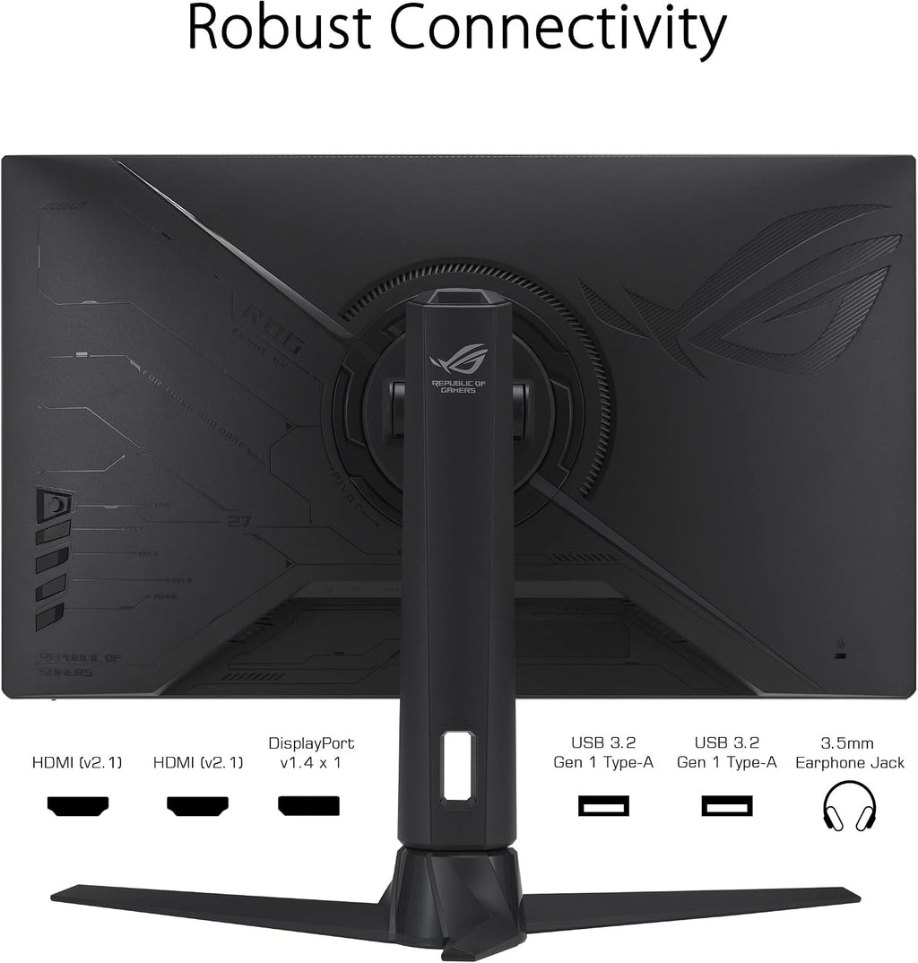 ASUS ROG Strix 27' 1440P Gaming Monitor (XG27AQMR) - 27', QHD (2560 x 1440), Fast IPS, 300Hz, 1ms, G-SYNC Compatible, FreeSync Premium Pro, Extreme Low Motion Blur Sync, DisplayPort, DisplayHDR 600