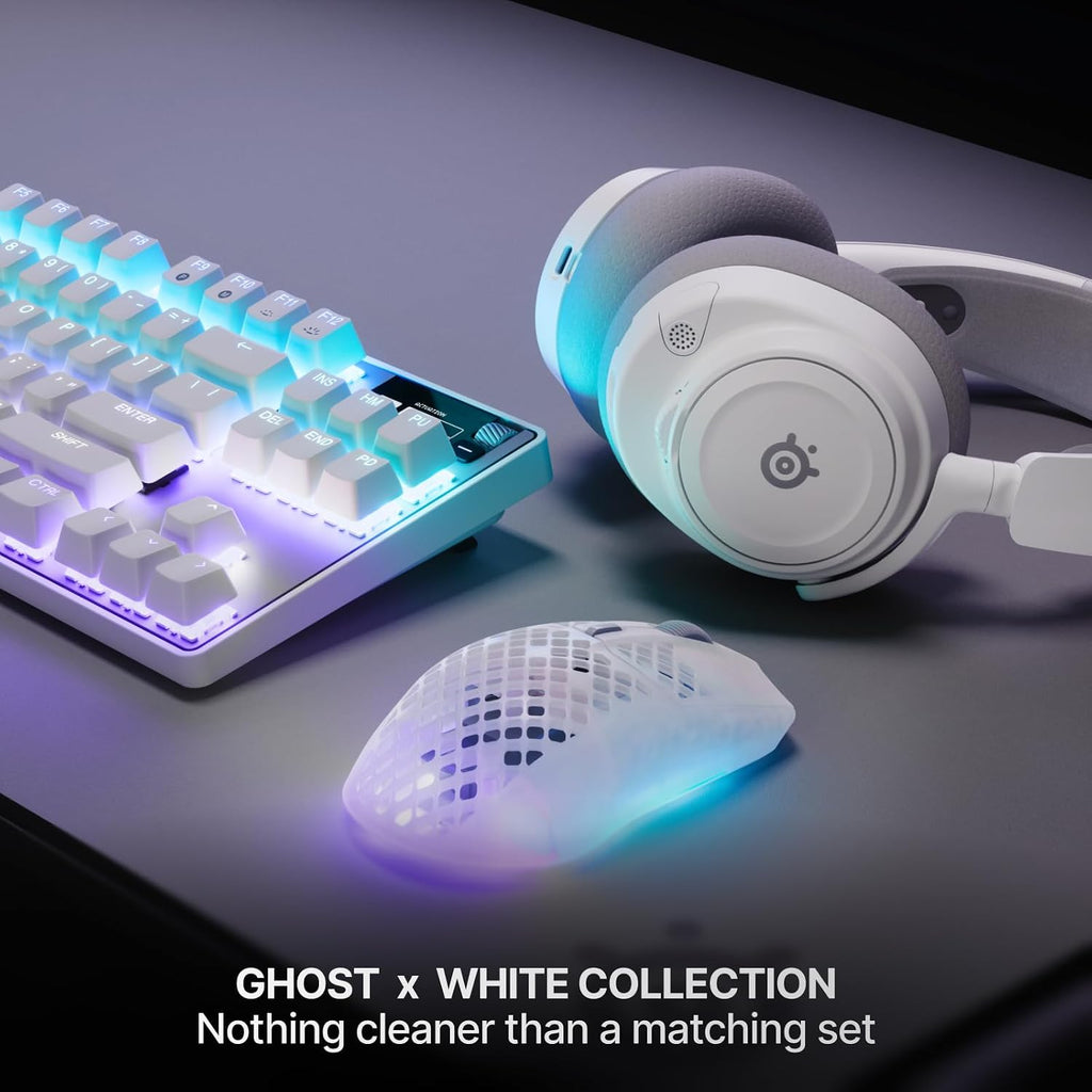 SteelSeries Aerox 3 Wireless Gen 2 - Super-Light 68g Gaming Mouse, 4K Polling, 26K DPI Optical Sensor, 200 Hour Battery, IP54 Water Resistant, 80m Click Durability, RGB, 100% PTFE Feet - Ghost