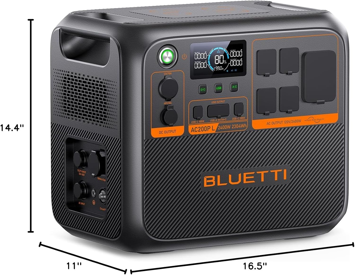 BLUETTI AC200PL Portable Power Station, 2304Wh Solar Generator, Expandable to 8448Wh w/ 4 2400W AC Outlets (3600W Power Lifting), 30A TT30 Output, LiFePO4 Battery Backup for RV, Camping, Home Use
