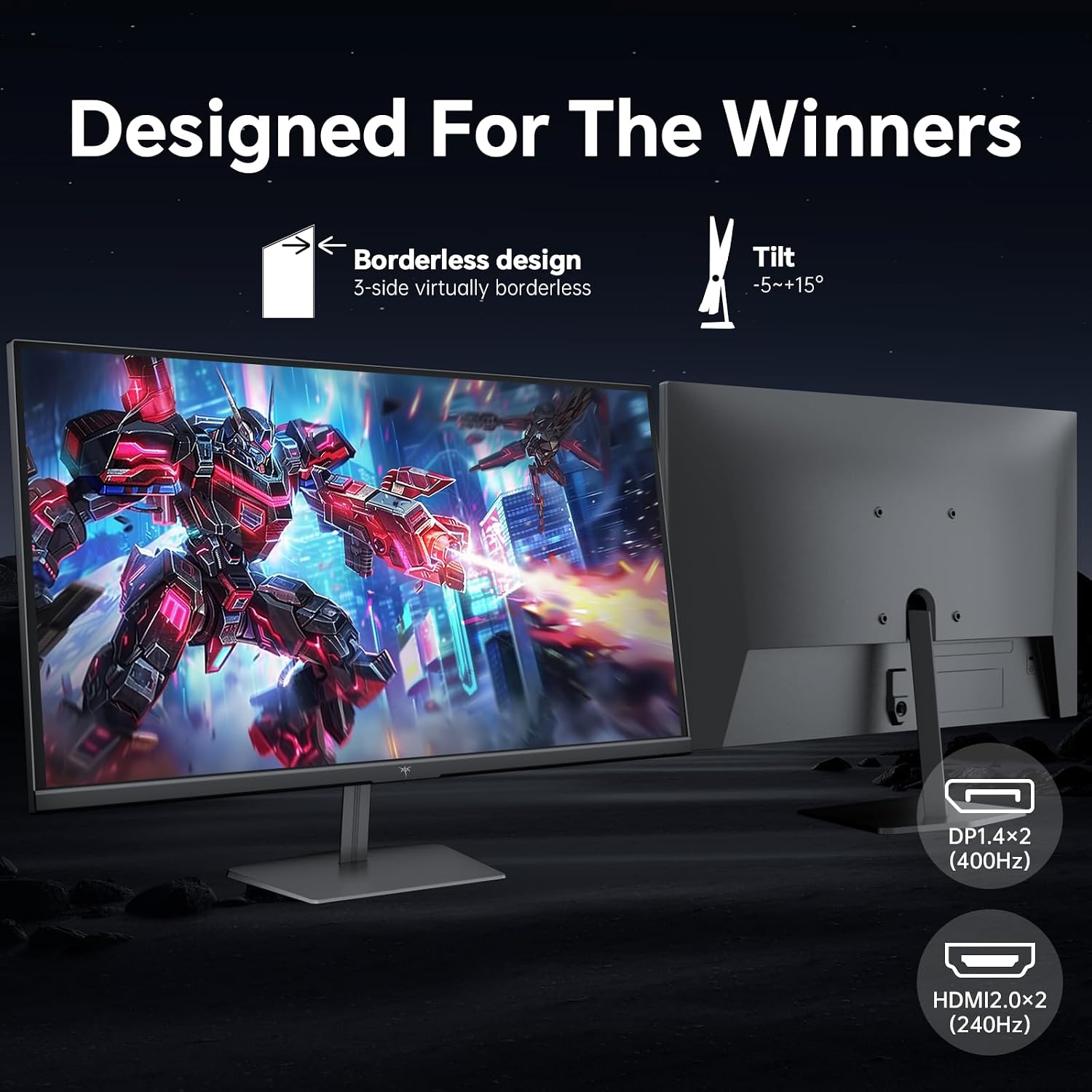 KTC 24.5 inch 400Hz 240Hz Gaming Monitor | Fast IPS 1ms | FHD 1080P Monitor | HDR 400 128% sRGB | HDMI x2, DP x2 |Tilt Adjustability Silver-Gray VESA 360Hz Monitors H25X7