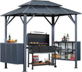 MELLCOM Grill Gazebo 8 x 6 FT Permanent Outdoor Aluminum Patio Gazebo with Aluminum Composite Double Roof for Patio Lawn and Garden with Ceiling Hooks and Shelves