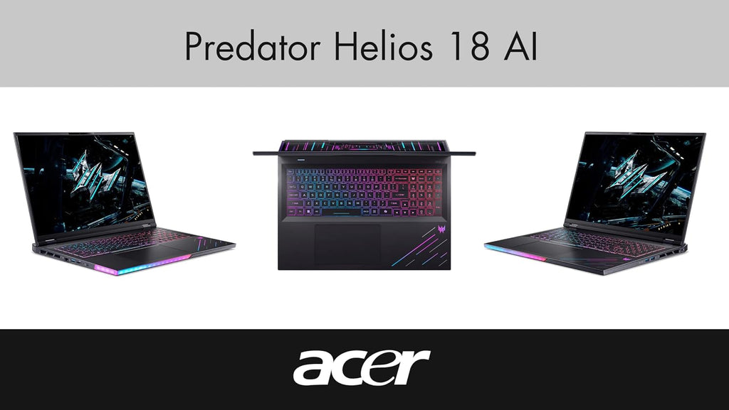 acer Predator Helios 18 AI Gaming Laptop 18' 250Hz 1000 nits Mini-LED WQXGA (Intel Ultra 9-275HX, GeForce RTX 5080 16GB, 128GB DDR5, 2TB SSD, 2 Thunderbolt 5, Win 11 Home) w/DKZ USB Port Expander