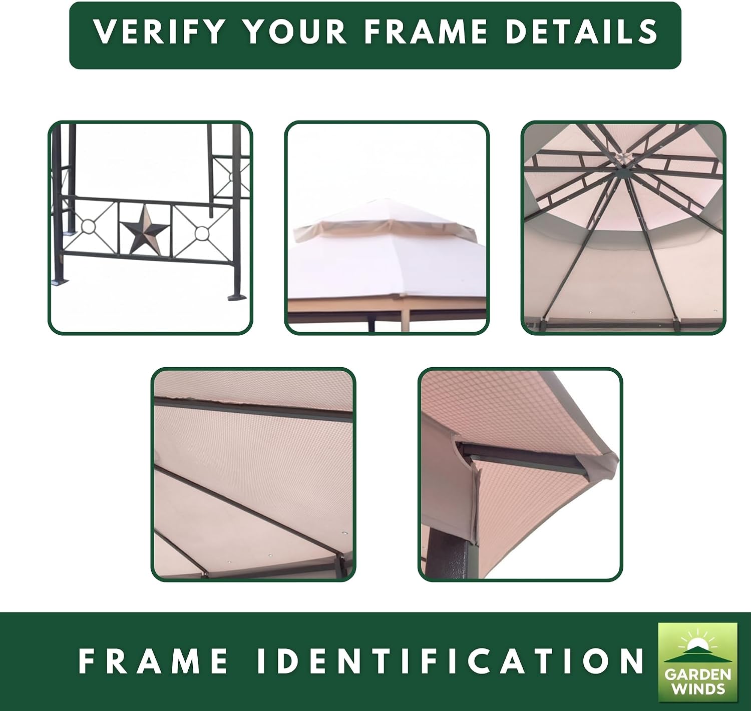 Garden Winds Reinforced RipLock 350 Replacement Canopy Top Cover Compatible with Star Octagon Gazebo Models TPG8061, DH-TPG-8061-1N - Beige