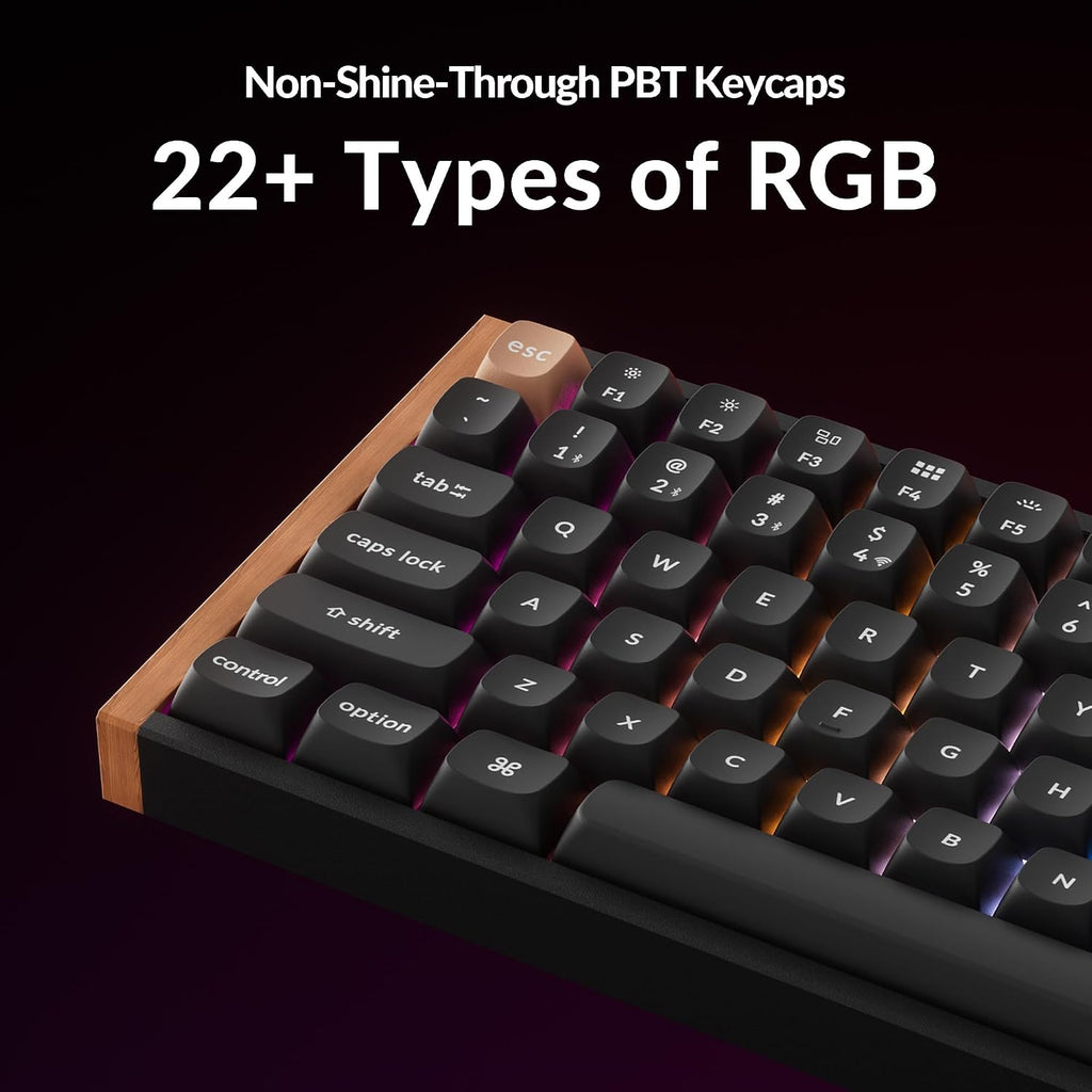 Keychron K4 HE 96% Wireless Hall Effect Keyboard with Number Pad, Rapid Trigger Magnetic Switches, QMK Launcher, 2.4GHz/Bluetooth/Wired, Mac & Windows, Wood Accent Frame, Black (Non-Shine-Through)
