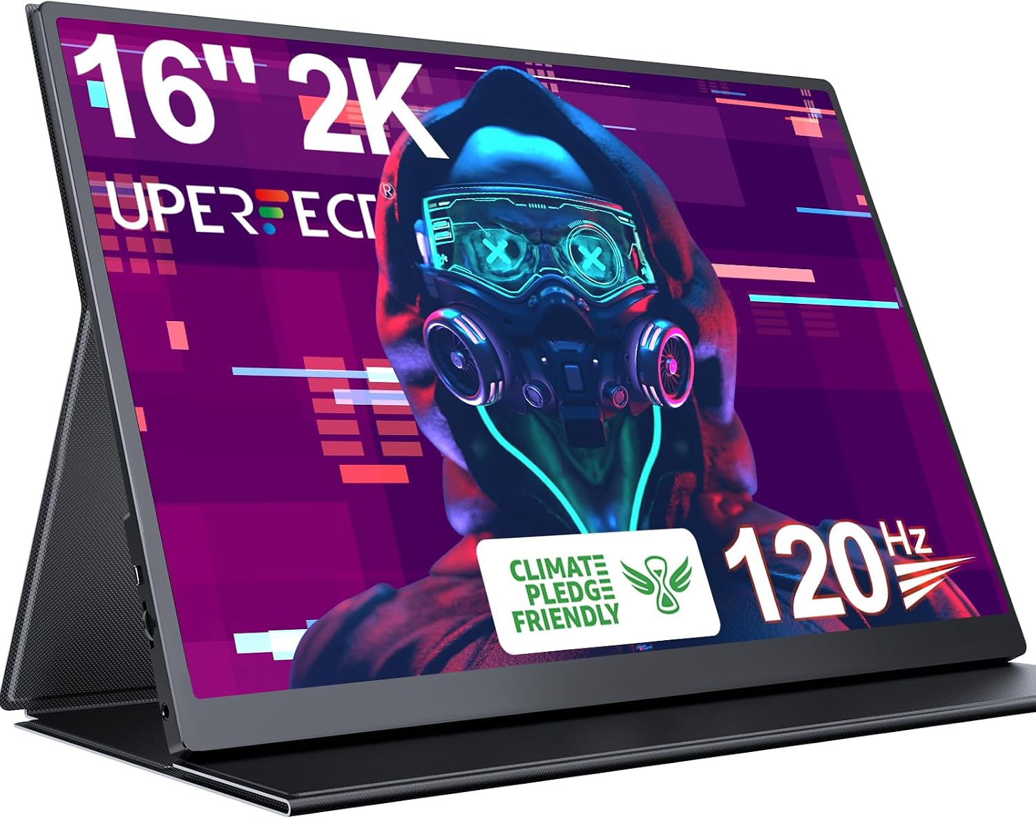 UPERFECT 2K 120Hz Portable Gaming Monitor, 16' 2560x1600 QHD 16:10 400 Nits Portable Monitor for Laptop w/VESA & Cover HDR Eye Care External Second Screen for PC Phone Game Console