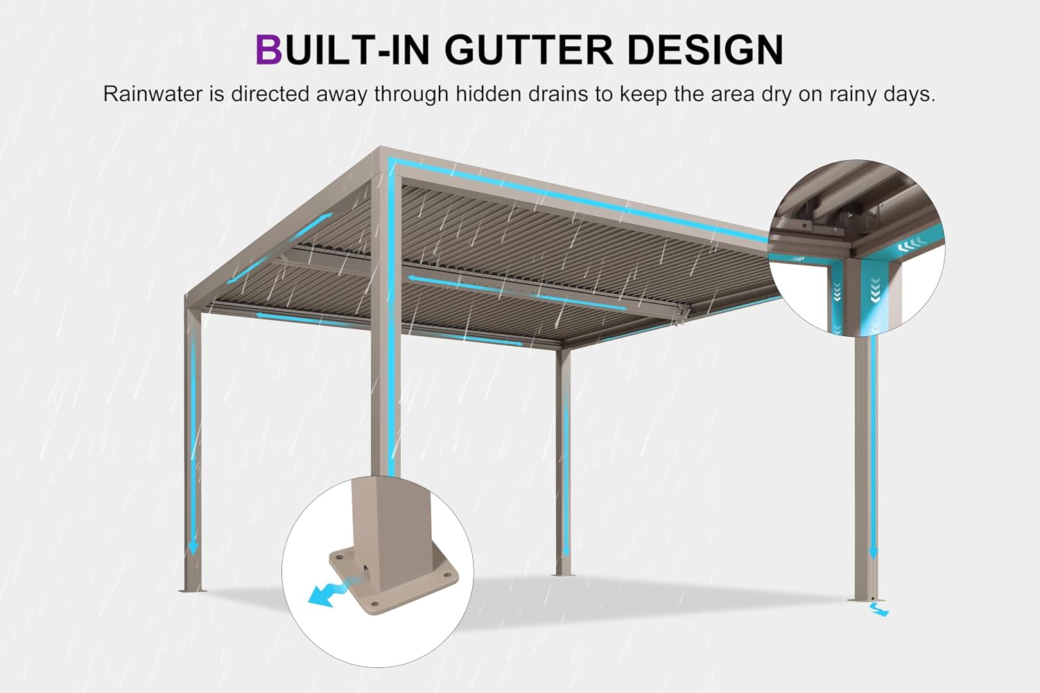 PURPLE LEAF Louvered Pergola 12' × 12' Outdoor Hardtop Gazebo Adjustable Aluminum Sun Shade for Deck Garden Backyard Patio Retractable Roof Canopy