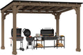 BlueWish 10' x12' Cedar Wood Grill Gazebo with 5.5' Width Column, Grill Gazebo Shelter with Sturdy Structure, Wind-Resistant Patio Gazebo with Sloping Roof for Barbecue, Backyard, Light Mocha Brown