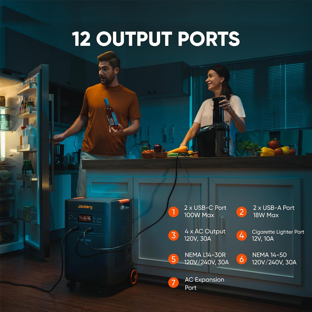 Jackery Solar Generator 5000 Plus with 2x500X Solar Panels, 5040Wh LiFePO4 Battery Power Station, 120V/240V 7200W AC Output, Portable Generator for Home Battery Backup, Power Outages