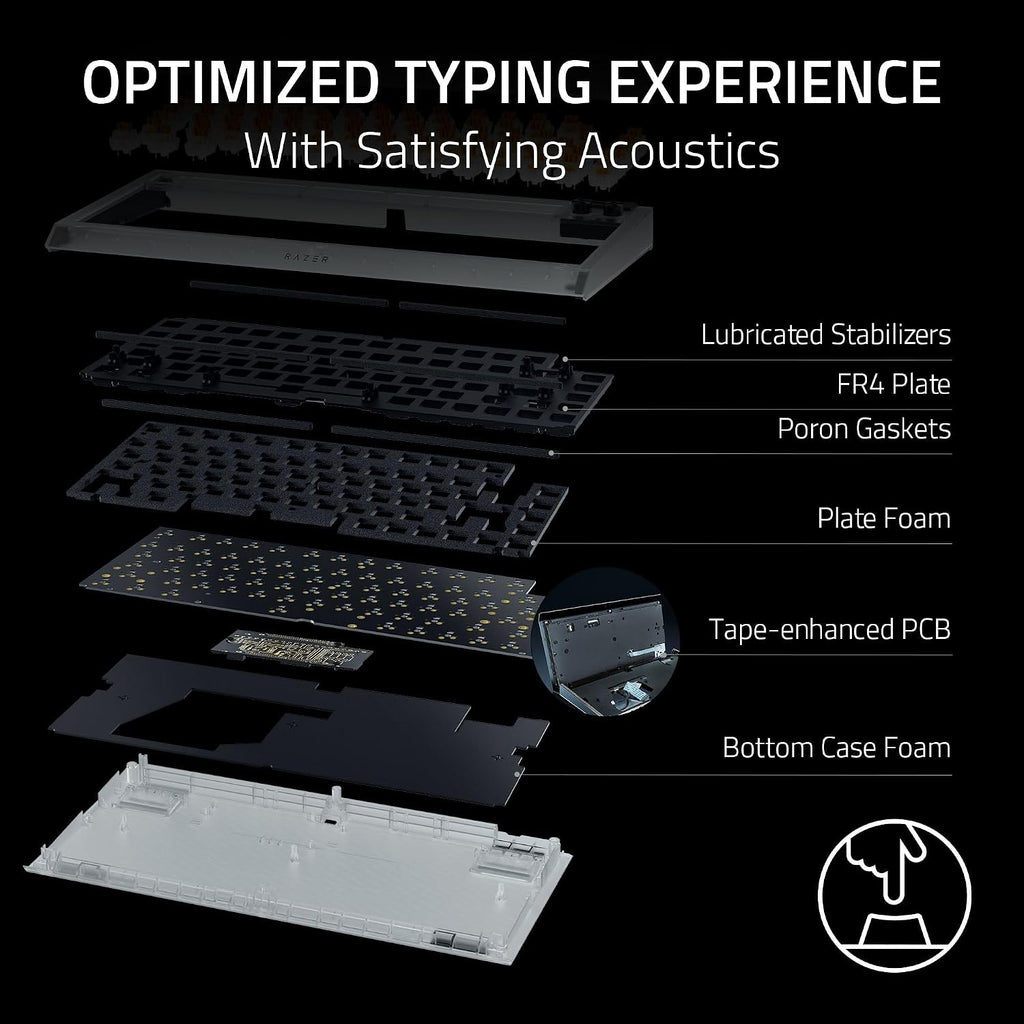 Razer BlackWidow V4 75% Mechanical Gaming Keyboard: Hot-Swappable Design - Compact & Durable - Orange Tactile Switches - Chroma RGB - MF Roller & Media Keys - Comfortable Wrist Rest - Phantom White