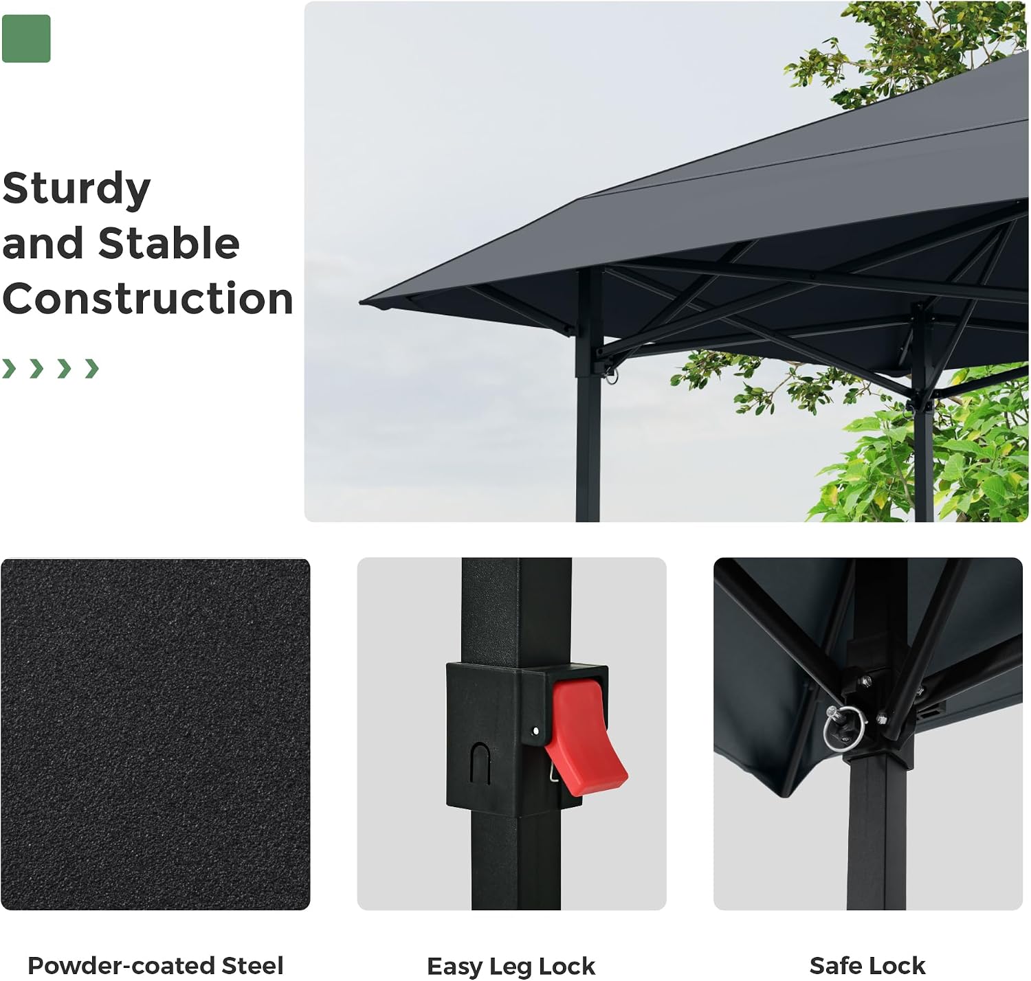 8×5 FT Pop Up Grill Gazebo, Outdoor Grill Canopy with Vented Roof & Side Shelves, Large Portable Canopy for Outdoor Barbecue, Backyard, Patio, Easy Assembly, Grey