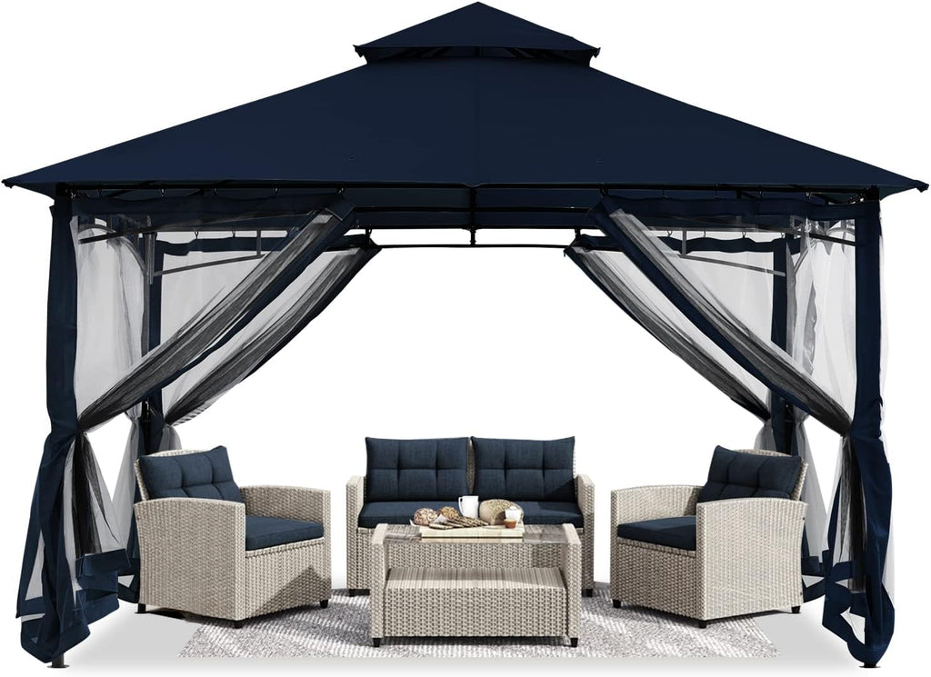 ABCCANOPY Gazebos for Patios 8x8 - Outdoor Steel Frame Gazebo with Mosquito Netting for Lawn Backyard Garden Deck (Navy Blue)