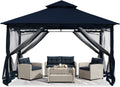 ABCCANOPY Gazebos for Patios 8x8 - Outdoor Steel Frame Gazebo with Mosquito Netting for Lawn Backyard Garden Deck (Navy Blue)