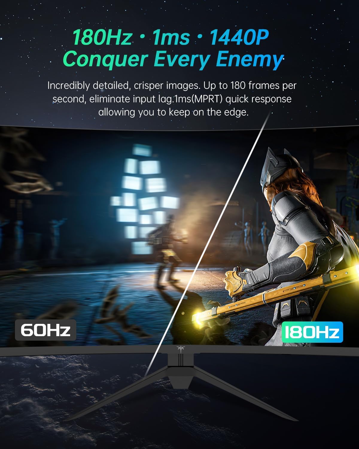 KTC 32 inch Curved Gaming Monitor, 2K 180Hz 185Hz 1440P PC Monitor, 1500R Frameless, 1ms, HDR, FreeSync Premium, DisplayPort/HDMI/USB, VESA Wall Mount, H32S17