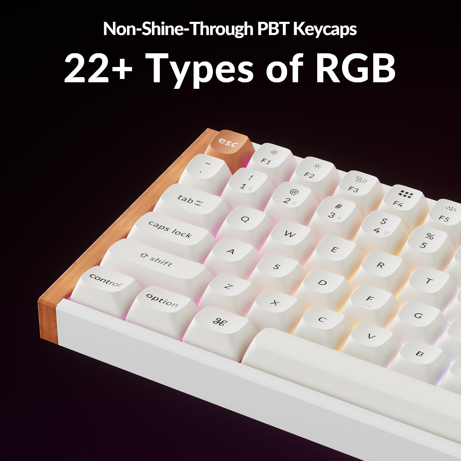 Keychron K4 HE 96% Wireless Hall Effect Keyboard with Number Pad, Rapid Trigger Magnetic Switches, QMK Launcher, 2.4GHz/Bluetooth/Wired, Mac & Windows, Wood Accent Frame, White (Non-Shine-Through)