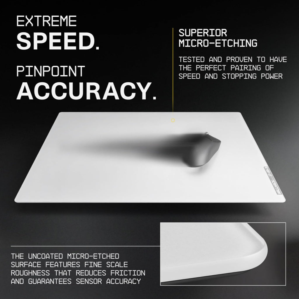Wallhack 4.0 Glass Gaming MousePad - Professional Esport Mouse Mat with Specialty Surface for Top Speed and Control, Large Tempered Glasspad with Full Silicone Base - (SkyPAD White,XL 16.92' x 19.29')