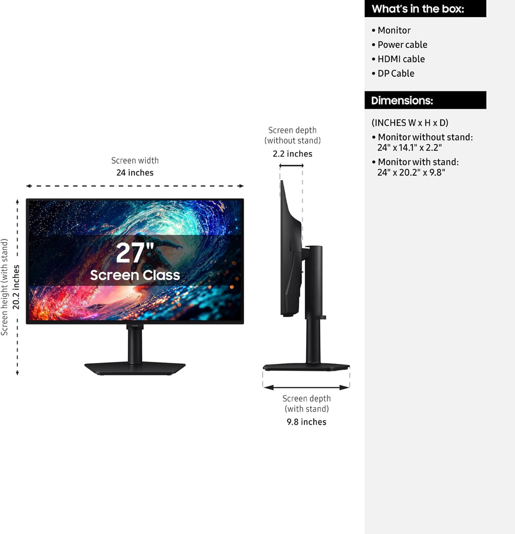 Samsung 27' Odyssey OLED G6 (G61SH) Gaming Monitor - QD-OLED, QHD (1440P), 240Hz, 0.03ms, Glare-Free, Pantone Validated, HDR10, Height-adjustable stand, OLED Safeguard, 3 Year Warranty, LS27HG612SNXZA
