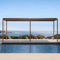 MIRADOR 111S Takasho Louvered Pergola, 10Ft x 20Ft, Full Aluminum Frame, Adjustable Roof for Outdoor Deck Garden Patio, Durable, Cherry Oak