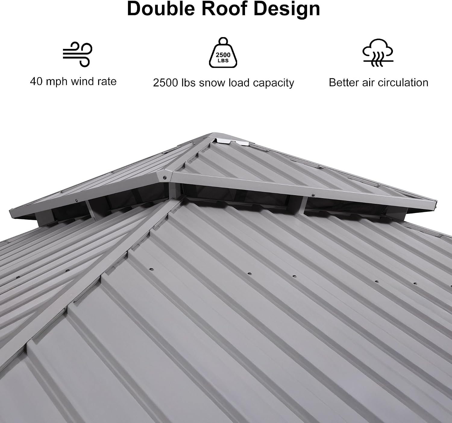 PURPLE LEAF 13' x 13' Hardtop Aluminum Gazebo with Double Metal Roof Heavy Duty Permanent Gazebo for Patio Deck Lawn Garden All Weather Outdoor Pavilion Gazebos, Light Grey