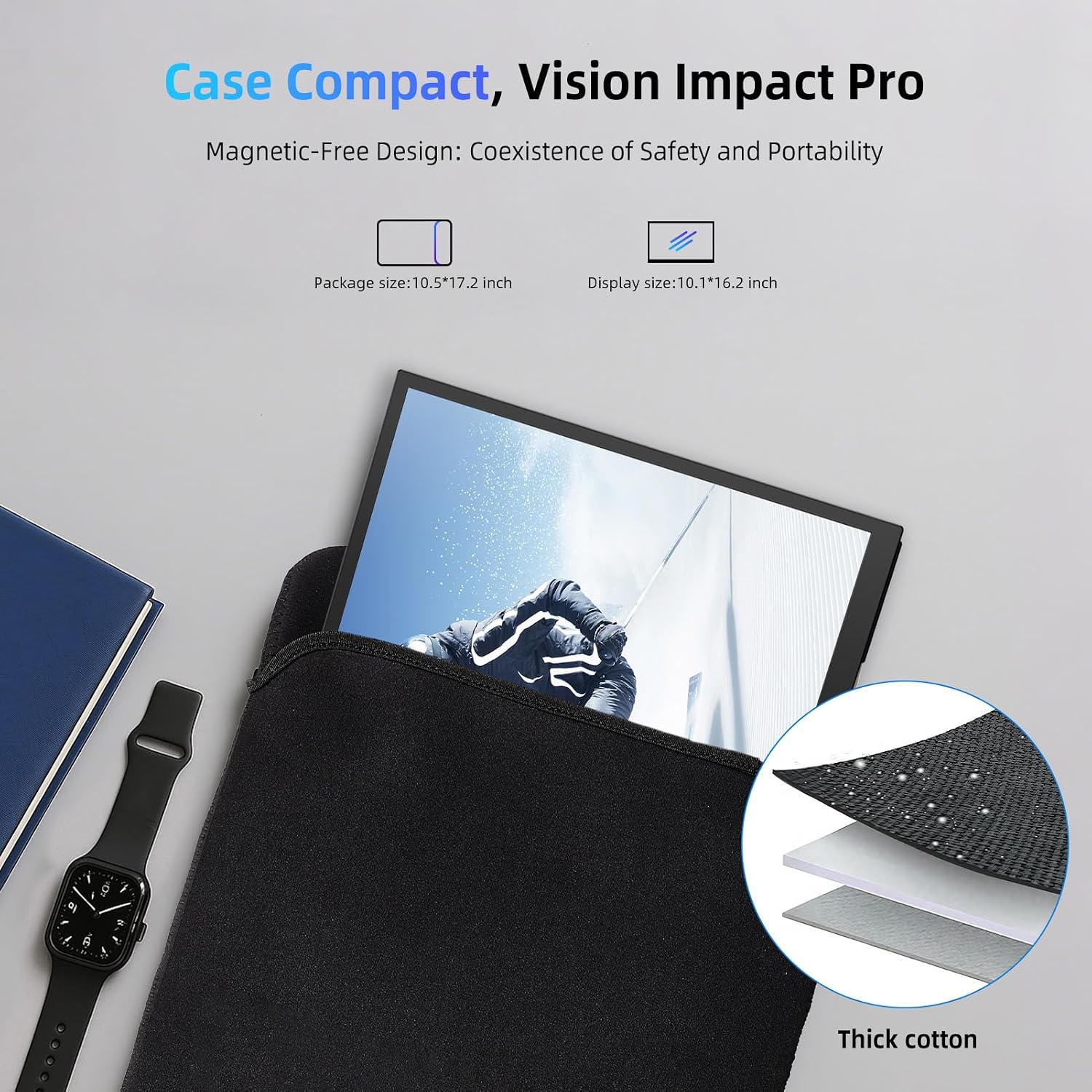 Portable Monitor 18.5' | 120HZ 1ms Gaming Monitor | 125% sRGB | FreeSync, HDR | 350Nits | USB-C & HDMI | VESA & Stand | Large Travel External Second Screen for Laptop, Computer, Game Consoles