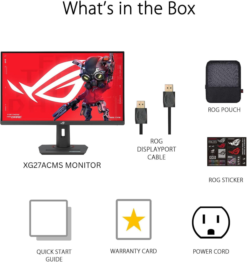 ASUS ROG Strix 27' 1440P USB-C HDR Gaming Monitor (XG27ACMS) – QHD (2560 x 1440), 320Hz, 0.3ms, Fast IPS, Extreme Low Motion Blur Sync, G-SYNC Compatible, DisplayWidget, Tripod Socket, 3 yr Warranty