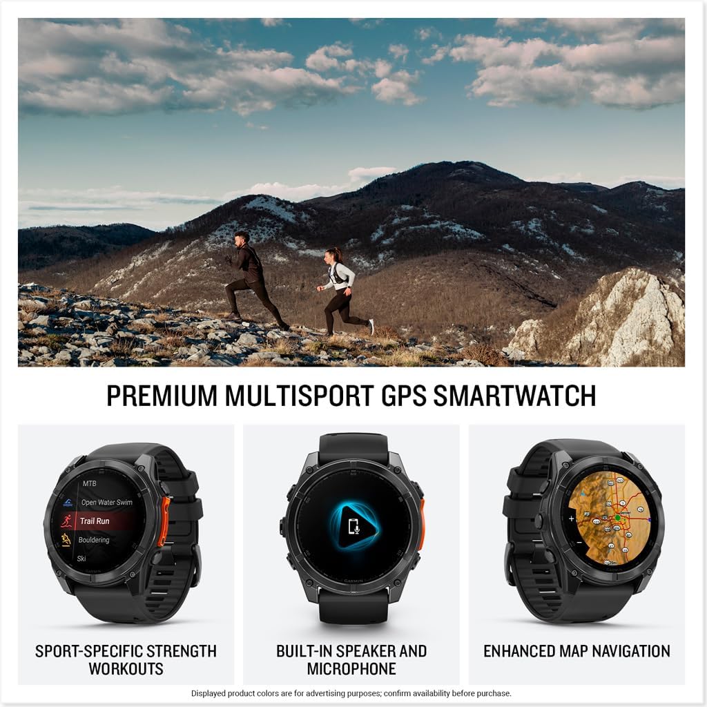 Garmin fēnix® 8 – 51 mm, AMOLED, Premium Multisport GPS Smartwatch, Long-Lasting Battery Life, Dive-Rated, Built-in LED Flashlight, Slate Gray with Black Band
