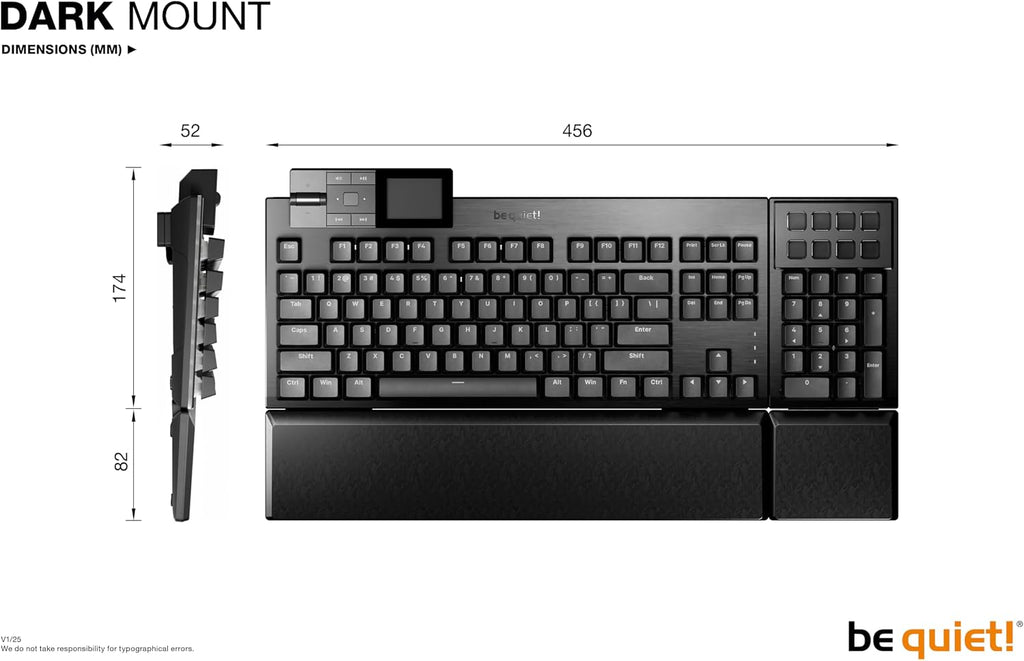 be quiet! Dark Mount Mechanical Keyboard | Linear | Hot-Swappable Lubricated Silent Switches | Detachable Numpad and Media Dock | Programmable ARGB Keys | Quality PBT Double Shot Keycaps | BT001US