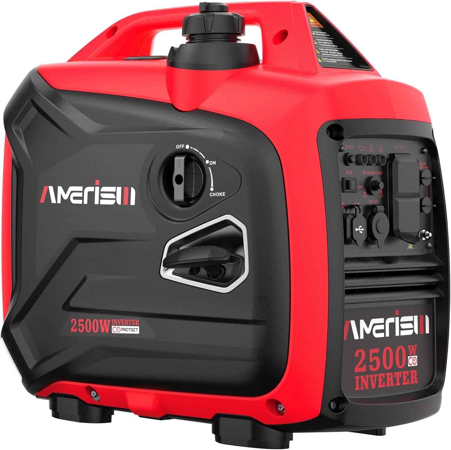 AMERISUN Inverter Generator 2500W, Gas Power Generator with CO Sensor for Camping and Home Backup, Long Runtime & Quiet Operation, EPA Compliant