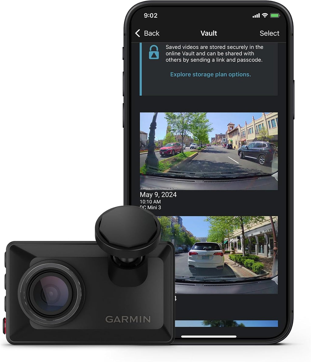 Garmin Dash Cam™ X210, Compact 1440p HD Dash Cam with a 140-degree Field of View, Built in Clarity™ Polarizer, Voice Controlled, GPS, 2.4' Display, Automatic Recording