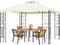 Tangkula 10 x 10FT 2-Tier Patio Gazebo, Outdoor Canopy Tent with Vented Double Roof, Powder Coated Steel Structure, Sun Shading Canopy Shelter for Home, Patio, Backyard, Garden (Beige)