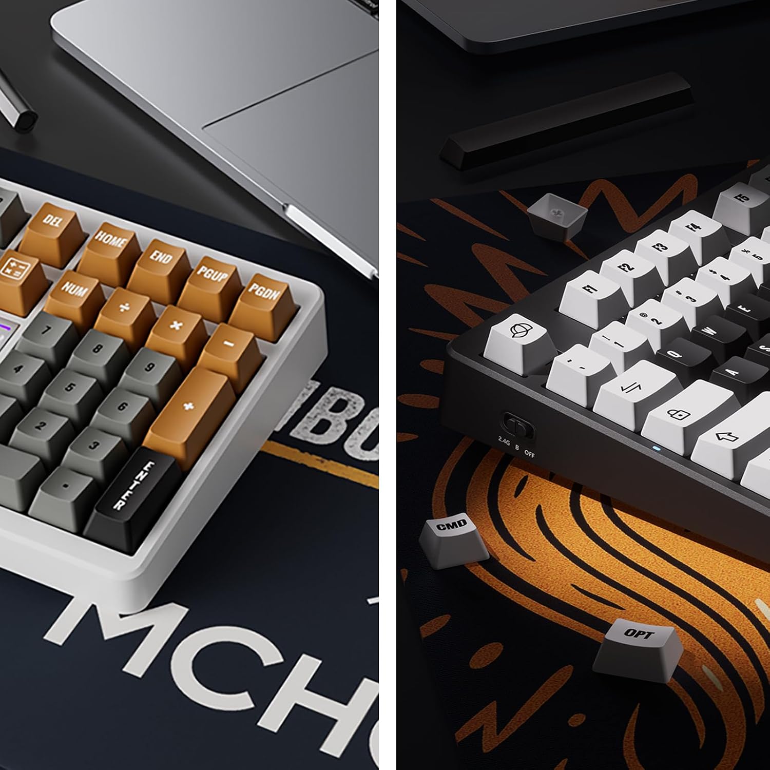 MCHOSE UT98 Wireless Mechanical Keyboard Compact Silent Gaming Keyboard with Knob Tri-Mode Connection Hot Swappable Custom Creamy Keyboard Gasket Structure Pre-lubed Linear Switches RGB Classic Silent