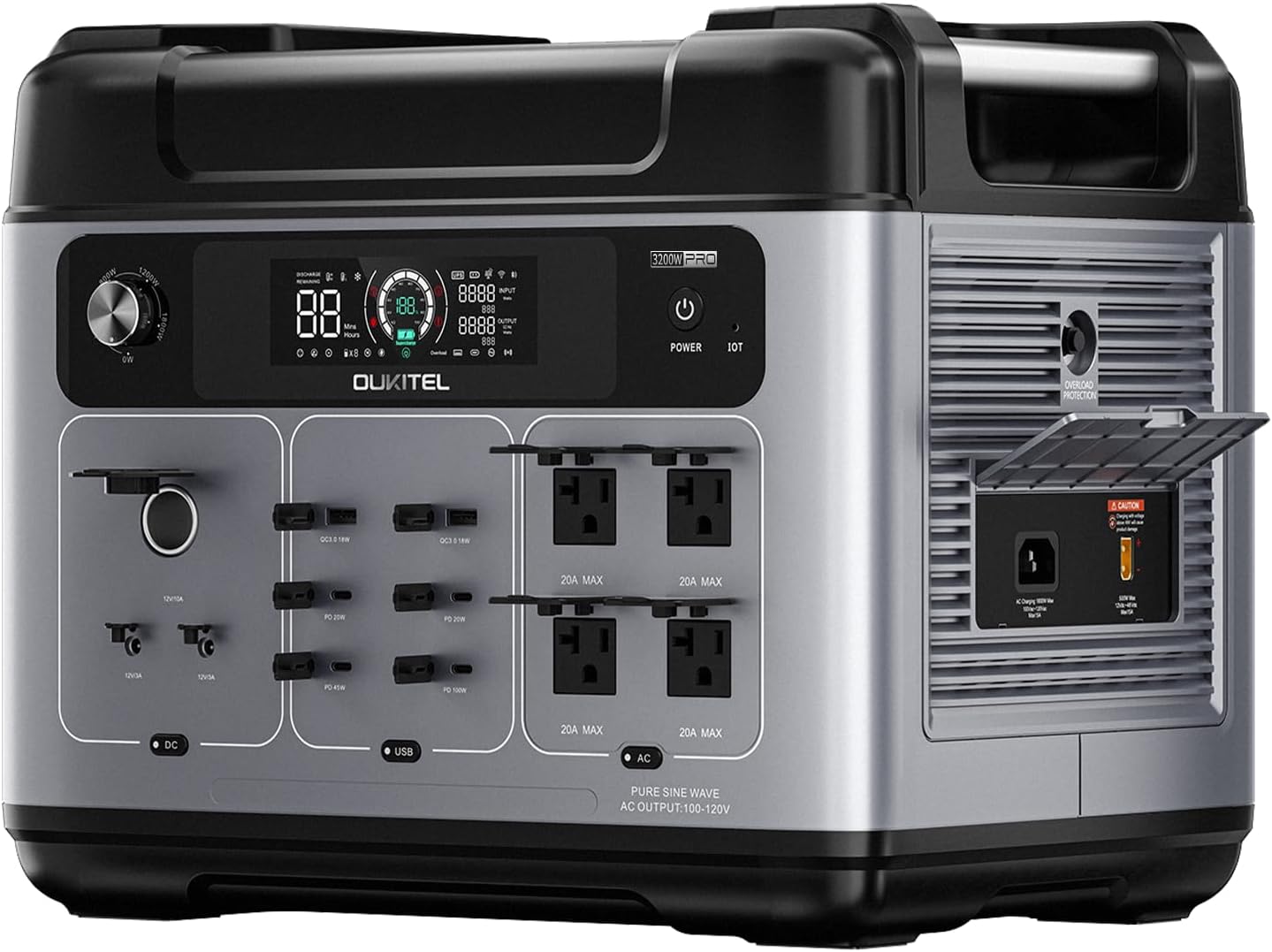 OUKITEL P2001 Pro 3200W/2048Wh Power Station, Solar Generator with 4 AC Outlets (6400W Peak), 1.5H Full Charging, APP Control Battery Backup for Home, Camping & RVs(Optional Solar Panel)