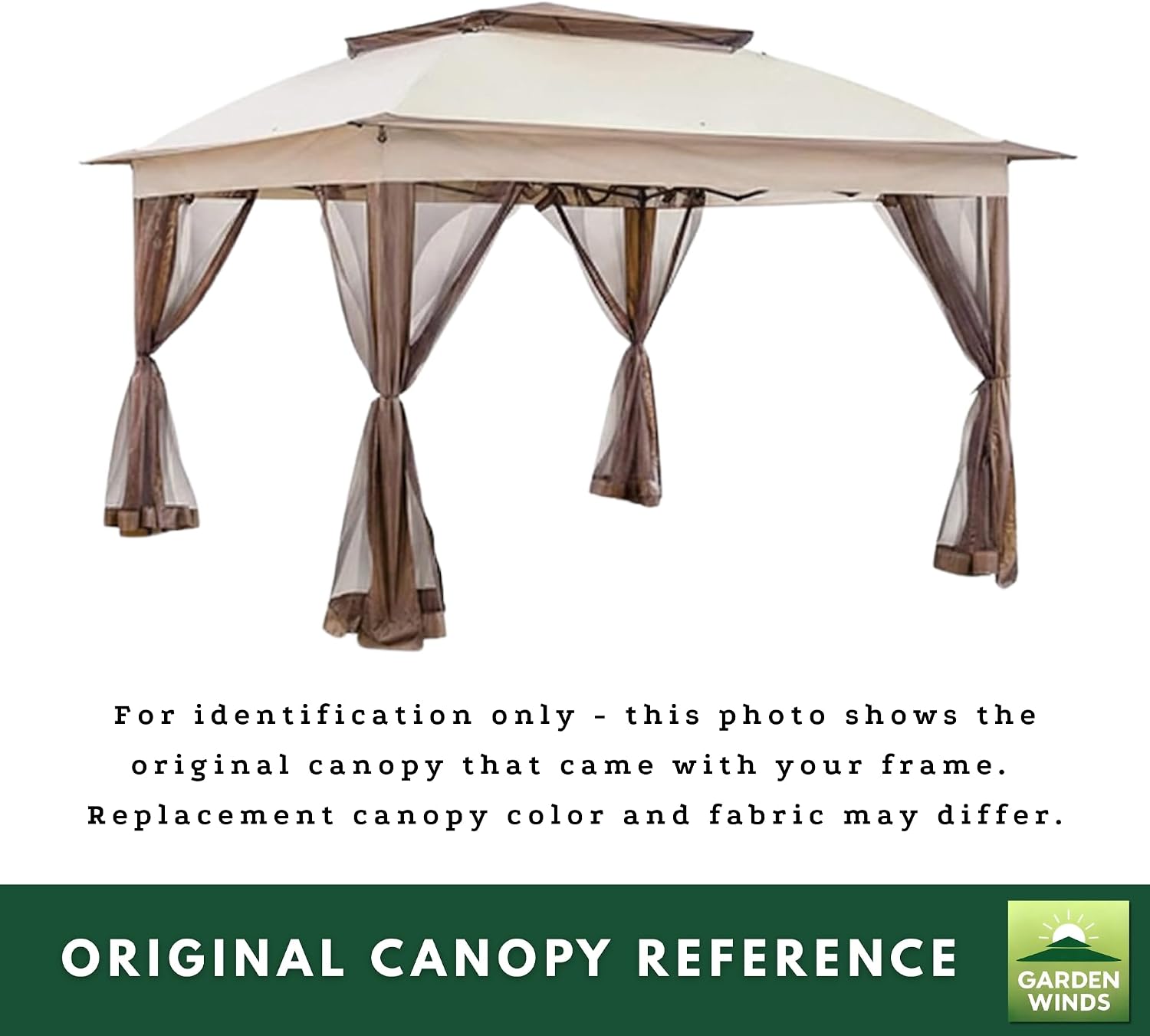 Garden Winds Reinforced RipLock 350 Replacement Canopy Top Cover Compatible with Joyside 11' X 11' Pop Up Gazebo Model JS-GWC-J01 - Beige